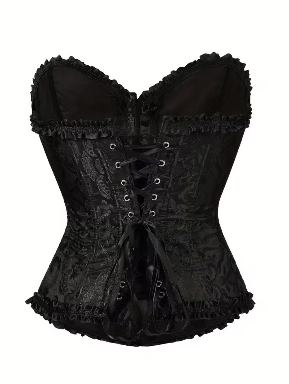 New NWT Black floral Lace-Up Corset Tight Body Shaping Top - Picture 3 of 5
